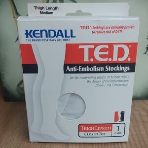 Kendall White Anti-Embolism Stockings Medium Thigh Length